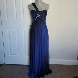 Ombre Blue Beaded Gown